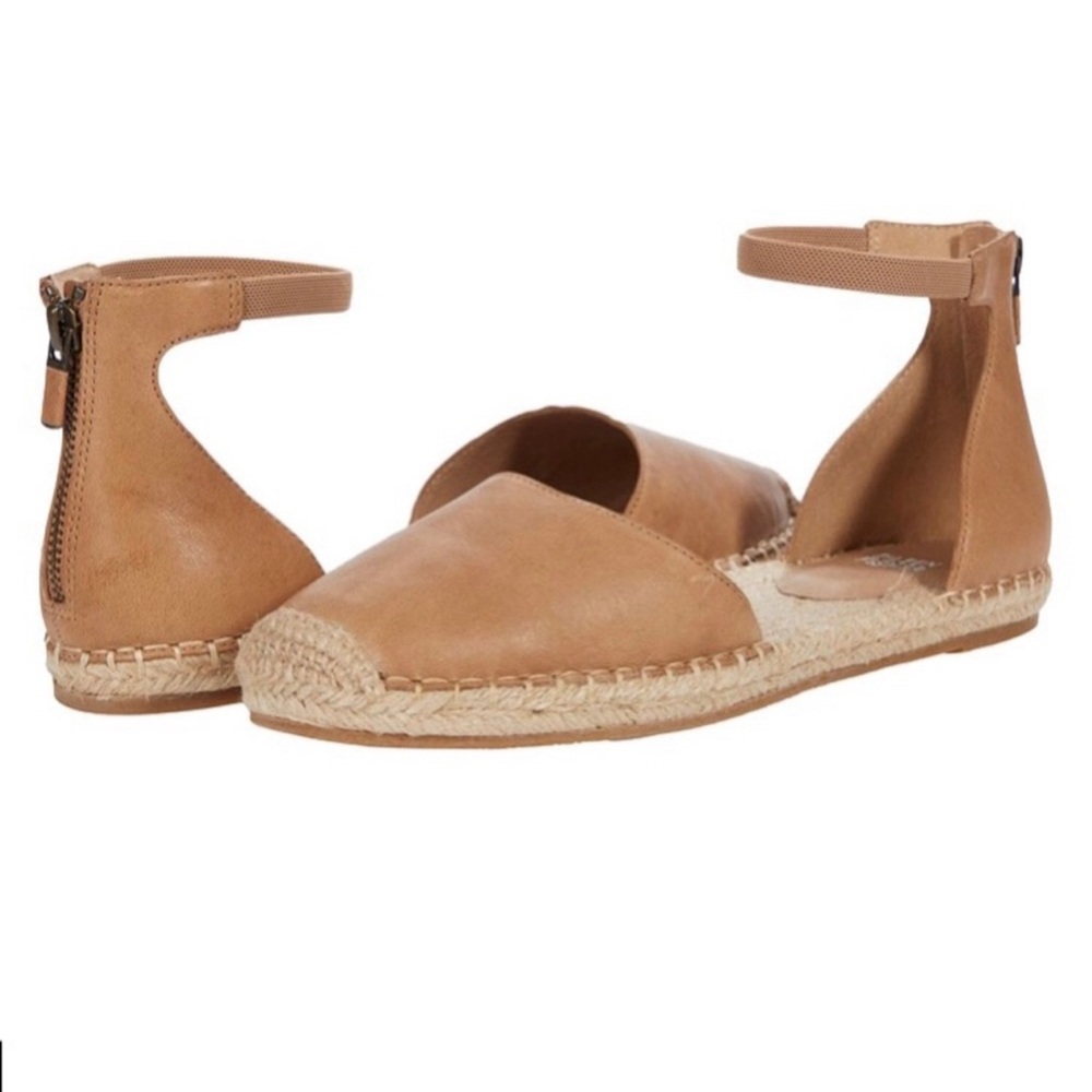 Tan Espadrille Ankle Strap Flats